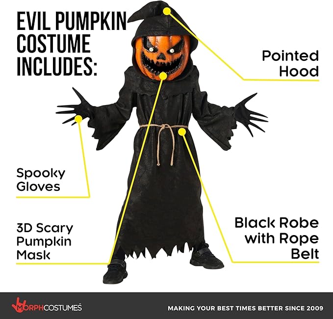 Morph Pumpkin Costume Kids, Pumpkin Grim Reaper Costume Boys, Scary Halloween Costumes, Kids Halloween Costumes for Boys