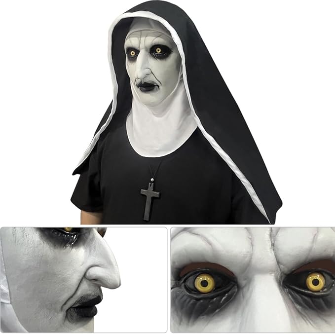 ACBAGI The Nun Mask Full Head Scary Halloween Mask Costume for Unisex Adults Men Women