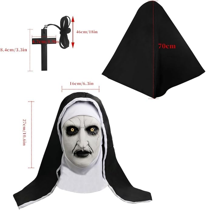 ACBAGI The Nun Mask Full Head Scary Halloween Mask Costume for Unisex Adults Men Women