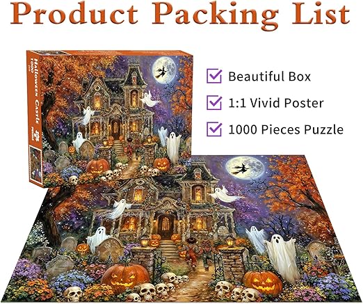 Halloween Castle Jigsaw Puzzles for Adults 1000 Jigsaws Jack-O-Lanterns 1000 Piece Jigsaw Puzzles for Adults