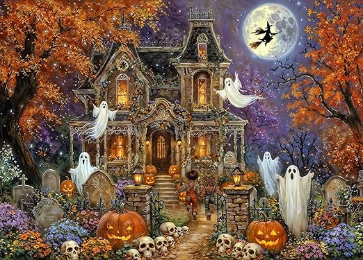 Halloween Castle Jigsaw Puzzles for Adults 1000 Jigsaws Jack-O-Lanterns 1000 Piece Jigsaw Puzzles for Adults